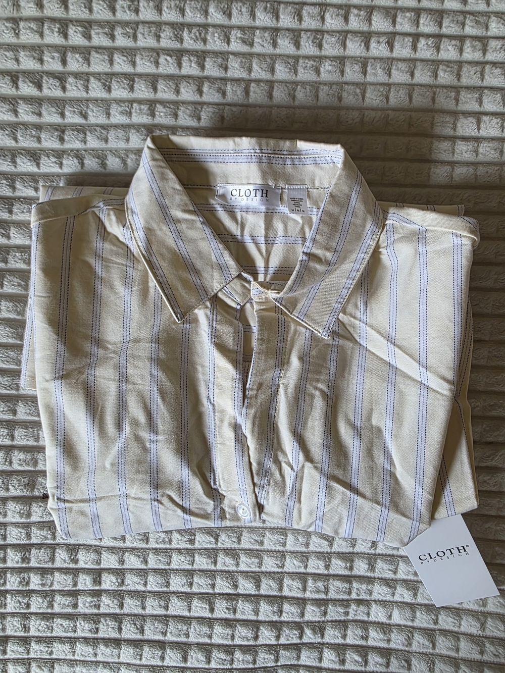 Women's Cream Striped Button-Up Shirt